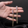 Crystal Studded Long Chain Tassel Earrings