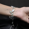 Elegant Leaf Vine Bracelet – Silver with Crystal Accents