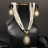 Vintage Pearl Necklace & Earrings Set – White Beads with Antique Gold Frame