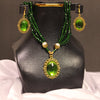 Emerald Green Beaded Jewelry Set – Necklace & Earrings with Antique Gold Detailing