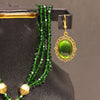 Emerald Green Beaded Jewelry Set – Necklace & Earrings with Antique Gold Detailing