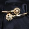 Gold-Toned Open Cuff Bracelet with Lion Medallion & Crystal Sphere