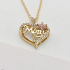 SFS016 - Heart Shape Mom Pendant Necklace – Alloy Plated Rhinestone Jewelry