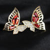 Butterfly Crystal Stud Earrings – Red & Gold Rhinestone Design