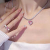 SFS059 - Sweet Heart Shape Zircon Pendant Necklace – Elegant Alloy Necklace for Women