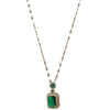 SFS023 - Emerald Green Zircon Jewelry Set Titanium Steel Necklace Earrings Ring - Gold Tone