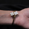 Crystal Clover Open Cuff Bracelet – Gold-Tone Elegant Design