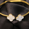 Crystal Clover Open Cuff Bracelet – Gold-Tone Elegant Design