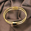 Minimalist Black Stone Cuff Bracelet – Gold-Tone Open Bangle