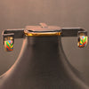 Colorful Enamel Huggie Earrings – Gold-Tone Abstract Leaf Design