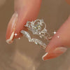 SFS043 - Crown Adjustable Ring – Crystal Inlay Alloy Plated Elegant Women’s Ring