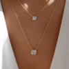SFS047 - Vintage Double Layer Snowflake Necklace for Women with Rhinestone Pendant