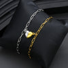 SFS008 - Gold & Silver Heart Charm Paperclip Chain Bracelets 304 Stainless Steel