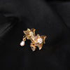 Elegant Gold-Tone Floral Drop Earrings – Crystal Studded Affordable Fashion