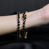 Black Square Stone Bangles – Elegant Adjustable Fashion Set (2 Pieces)