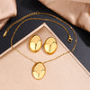 SFS062 - Electroplating PVD Coated 18K Gold Plated Imitation Geometric Oval 304 Stainless Steel IG Style Vacation Simple Jewelry Set