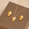SFS062 - Electroplating PVD Coated 18K Gold Plated Imitation Geometric Oval 304 Stainless Steel IG Style Vacation Simple Jewelry Set
