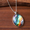 SFS049 - Bohemian Water Wave Necklace for Women | Colorful Oval Pendant Jewelry