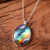 SFS049 - Bohemian Water Wave Necklace for Women | Colorful Oval Pendant Jewelry