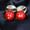 Bold Red Pearl Drop Earrings – Glossy Statement Fashion Jewelry