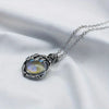 SFS027 - Bohemian Style Leaf Wrapped Necklace Women's Vintage Imitation Moonstone Glass Jewelry