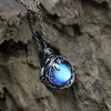SFS027 - Bohemian Style Leaf Wrapped Necklace Women's Vintage Imitation Moonstone Glass Jewelry