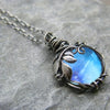 SFS027 - Bohemian Style Leaf Wrapped Necklace Women's Vintage Imitation Moonstone Glass Jewelry