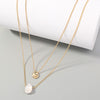 SFS042 - Natural Stone Pendant Necklace – Pearl Plated Alloy, Trendy Minimalist Jewelry