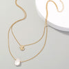 SFS042 - Natural Stone Pendant Necklace – Pearl Plated Alloy, Trendy Minimalist Jewelry