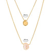 SFS042 - Natural Stone Pendant Necklace – Pearl Plated Alloy, Trendy Minimalist Jewelry