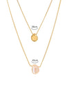 SFS042 - Natural Stone Pendant Necklace – Pearl Plated Alloy, Trendy Minimalist Jewelry
