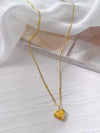 SFS041 - Heart Shape Pendant Necklace – Carved Zinc Alloy with Box Chain for Women