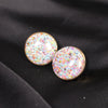 Trendy Multicolor Glitter Stud Earrings – Bold Round Design