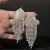 Glam Rhinestone Tassel Earrings – Long Statement Dangle