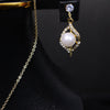 Elegant Pearl Pendant & Earrings Set – Gold-Tone with Crystal Detail
