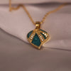 Turquoise Leaf Jewelry Set – Pendant Necklace &  Earrings