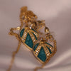 Turquoise Leaf Jewelry Set – Pendant Necklace &  Earrings