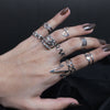10-Piece Fashion Ring Set – Silver, Black & Rose Gold Variants