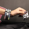 Glitter & Studded Bangles with Rhinestone Hoop Earrings