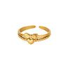 SFS012 - Cute Bowknot Heart Open Ring – 18K Gold Plated Dainty Jewelry