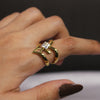 Square Zircon Charm Ring – Elegant Gold Adjustable Ring
