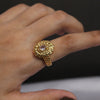 Gold Sunburst Ring with Clear Oval Stone – Elegant Statement Ring