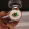 Heart Shaped Green Crystal Ring – Gold Plated with Diamond Accent