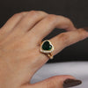 Heart Shaped Green Crystal Ring – Gold Plated with Diamond Accent