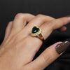 Heart Shaped Green Crystal Ring – Gold Plated with Diamond Accent