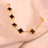 Elegant Black Clover Bracelet – Gold-Plated Stainless Steel
