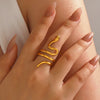 SFS072 - 304 Stainless Steel 18K Gold Plated Fashionable Snake Ring INS Style Suitable For Women's Daily Wear