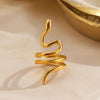 SFS072 - 304 Stainless Steel 18K Gold Plated Fashionable Snake Ring INS Style Suitable For Women's Daily Wear