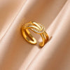 SFS053 - 18K Gold Plated Elegant Romantic Open Ring – Cute Minimalist Adjustable Fashion Ring for Women