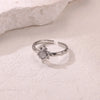 SFS057 - 304 Stainless Steel Geometric Open Ring – PVD Coated Zircon Waterproof Non-Tarnish Ring for Women
